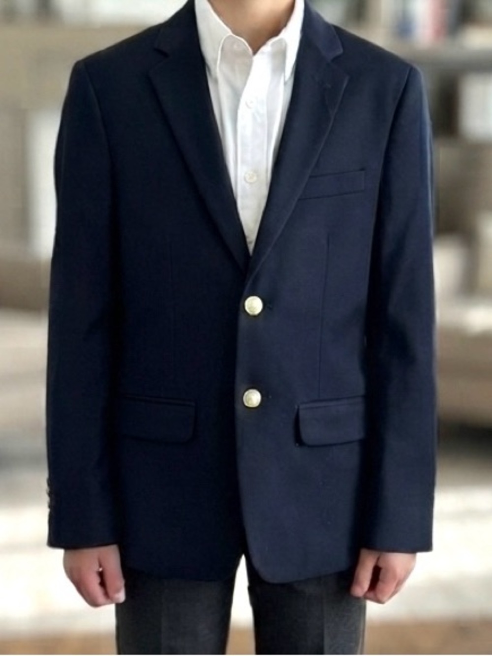 CHAPS Boys Navy Blazer with Gold Buttons
